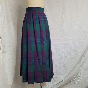 Pendleton pleated wool plaid skirt
